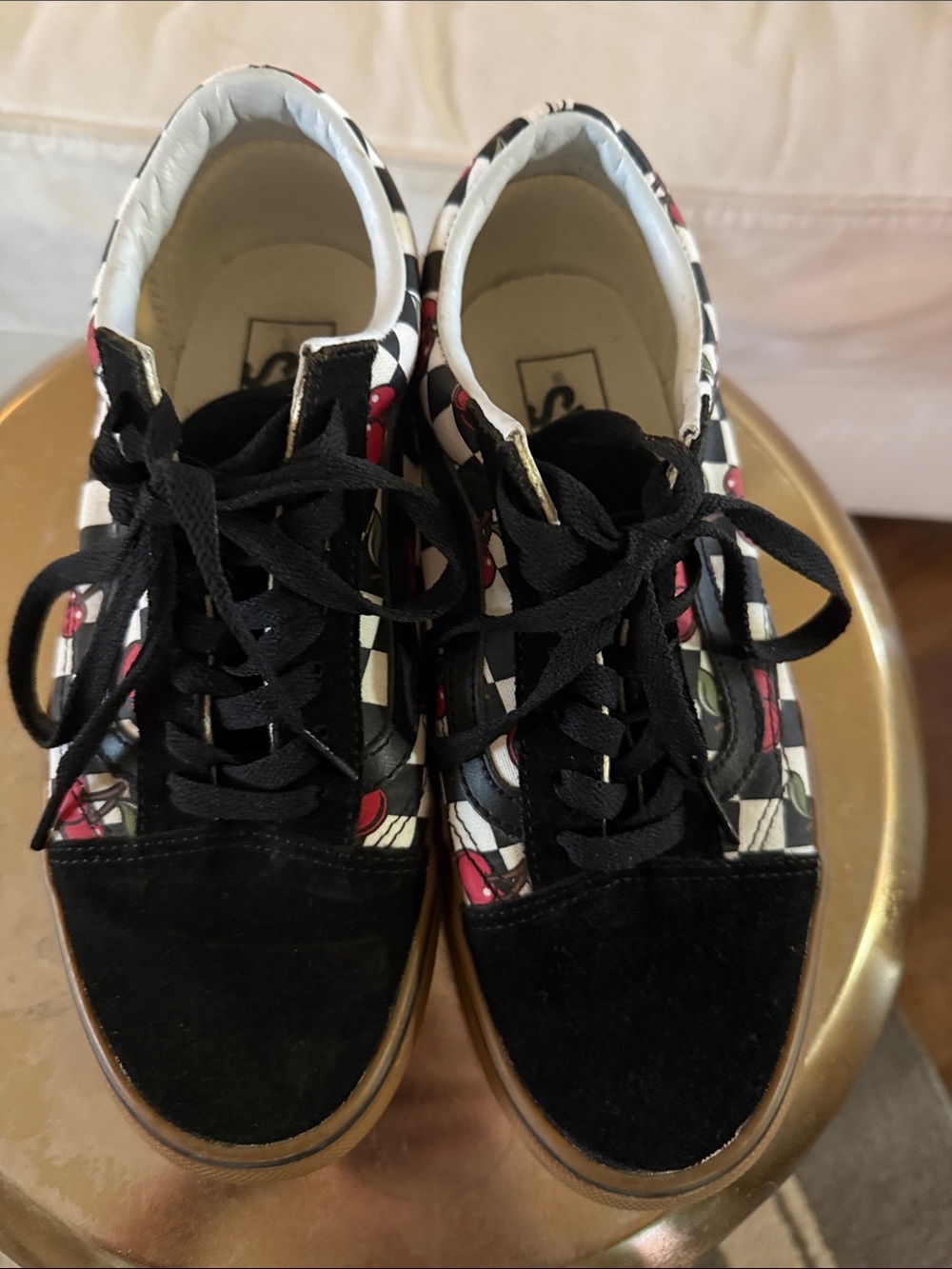 Vans Black Cherry Checkerboard Low-Top Sneakers